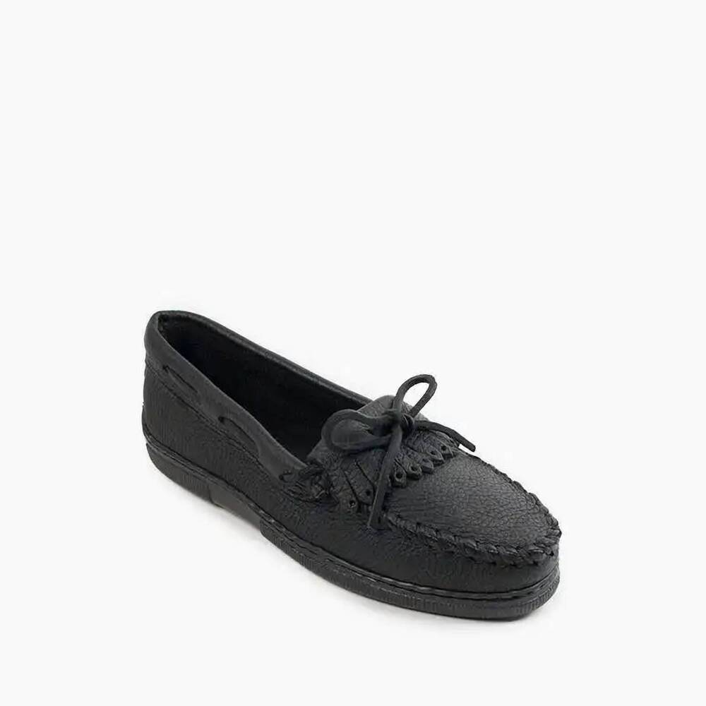 NEW MINNETONKA women's moosehide kilty shoes in black
